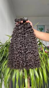 Venta caliente de alta calidad 100% virgen cutícula alineada birmano rizado Extensiones de Cabello Humano Máquina doble trama cabello vietnamita - Product Image 3