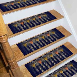 Tapis imprimé bleu marine : motif bohème moderne, antidérapant, imprimé en 3D, tapis d'appoint - Product Image 1