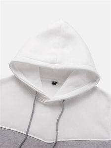 White grey and <b>navy</b> color block <b>hoodie</b> soft warm fabric casual pullover for men and <b>women</b> stylish modern daily streetwear outfit - Product Image 3