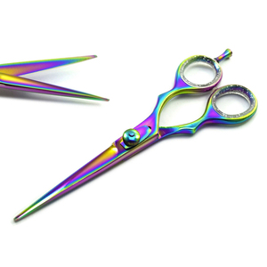 Ciseaux de barbier professionnels en acier inoxydable de 7,5 pouces à bords dentelés, multicolores, pour la coupe de cheveux DIY et les salons de coiffure - Product Image 1