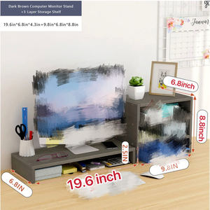 Montante per Monitor a 2 livelli in lega di alluminio da 20 pollici e Organizer per Desktop MDF con tavolo per Laptop da casa - Product Image 3