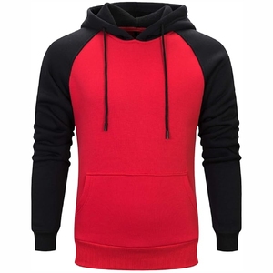 Sudadera con capucha negra y roja para hombre, estilo casual urbano, con diseño en contraste, alta calidad - Product Image 1
