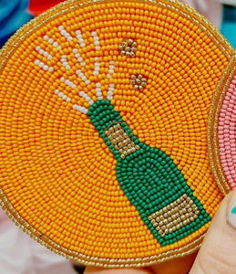 2026 Handcrafted Beaded <b>Coaster</b> with Brown and Gold Floral DesignTraditional Pattern for Elegant <b>Table</b> Decor - Product Image 6