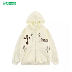 Sweat à capuche zippé personnalisé pour homme, haute qualité, molleton épais 100 % coton / French Terry, séchage rapide, respirant, unisexe - Product Image 2