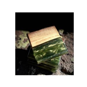 Wood and Resin Stone coaster and Dark <b>Green</b> Color Coasters Set With Holder <b>Table</b> Decorate Restaurants Used - Product Image 1
