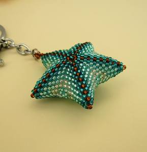 Porte-clés turquoise breloque sac à main étoile de mer porte-clés Boho breloque de sac étoile perlée breloques porte-clés perlé à la main - Product Image 4