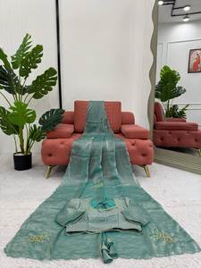 ส่าหรีผ้าโปร่งบางปักลายเสื้อผ้าอินเดียสำหรับปากีสถาน - Product Image 5