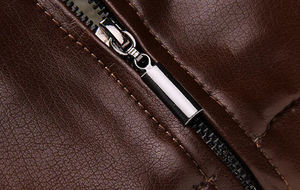 Chaqueta de Cuero Marrón para Hombre con Forro de Piel, Precio al por Mayor, Chaqueta de Cuero Genuino a la Moda, Chaqueta de Cuero con Piel Estilo Urbano - Product Image 5