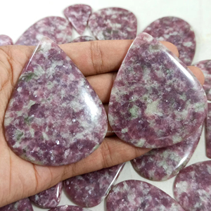 Natural Lepidolite Cabochons Authentic <b>Ruby</b> Crystal Jewelry Flat Back Cabochon Bulk Wholesale Supply - Product Image 5