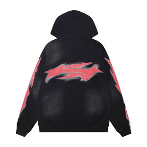 Men High Cotton Embroidered Fleece Hoodies 100% Cotton Heavyweight Oversize Logo Wreath Sweatsuit Sweatshirt <b>Pants</b> Hooded - Product Image 3