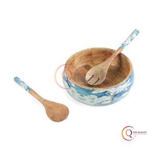 Bols de service ronds faits à la main, respectueux de l'environnement, style japonais, nouvelle collection d'articles de cuisine, bol pour aliments et collations avec cuillères - Product Image 3