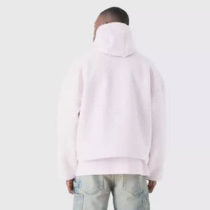 Unisex Oversize <b>Sherpa</b> <b>Fleece</b> Pullover Hoodie Zip-Up Winter Jacket Pockets Custom Embroidered Design Wholesale <b>Men's</b> Sweatshirts - Product Image 3