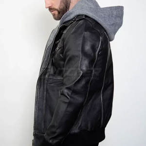 แจ็กเก็ตหนังวัวมีฮู้ดสำหรับฤดูหนาวดีไซน์ตามสั่งน้ำหนักเบาเหมาะสำหรับแฟชั่นแนวสตรีท - Product Image 3