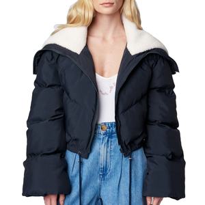 Chaqueta Corta Acolchada para Mujer, Diseño Nuevo, con Capucha, Chaqueta Bomber Corta, Chaqueta de Invierno Acolchada y Aislada para Mujer - Product Image 1