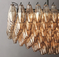 Lustre à hauteur réglable en laiton suspendu créatif pour villa en verre salon salle à manger lampes suspendues rétro