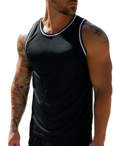 Verano de moda de tela de lana cuello redondo sin mangas de Color sólido camiseta sin mangas personalizada para hombres Fitness gimnasio chalecos camisa para hombres - Product Image 3