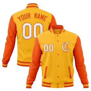 Veste universitaire pour hommes High School Letterman Bomber Style Hoodie Canvas Baseball Jackets avec col montant pour l'hiver - Product Image 1