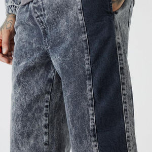 Pantalones vaqueros con patrón de Jacquard personalizado relajado azul claro con estilo para hombre, pantalones vaqueros de tela rígida de calle alta de calidad superior - Product Image 4