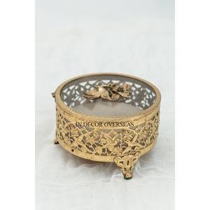 Premium Quality Metal High Grade Gold Plated Floral Designer <b>Wedding</b> Gifts Giveaway <b>Boxes</b> With Acrylic Top Lid In Lowest Price - Product Image 1
