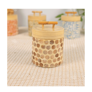 Mother of Pearl <b>Bamboo</b> <b>Jar</b> handcrafted <b>bamboo</b> shell inlay decorative storage container for jewelry and home decor Vietnam - Product Image 5