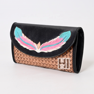 Luxury Women's Genuine Leather Bifold <b>Wallet</b> <b>RFID</b> Blocking Vintage Floral Tassel Long <b>Wallet</b> - Product Image 3