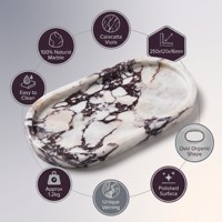 Bandeja Ovalada de Mármol Calacatta Viola 260x130x16mm, Plato de Lujo de Piedra Natural Púrpura para Joyas, Perfumes y Cosméticos, para Decoración del Hogar, Hotel o Regalo
