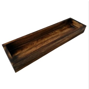 Bandeja de madera decorativa rectangular estrecha hecha de madera rústica: mesa de centro de mesa de comedor de barra de café barata - Product Image 3
