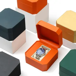 Weimei individuelles Logo quadratische wasserdichte PU-Leder-Uhr Geschenkbox Uhrenverpackung
