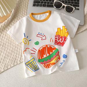 Vente en gros de t-shirts décontractés à manches courtes en pur coton avec impression de dessins animés pour garçons et enfants, haut de style estival à manches courtes - Product Image 3