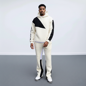 Ensemble 2 pièces pour homme, logo brodé personnalisé OEM, poids lourd, vente en gros, haute qualité, 100% coton, survêtement baggy bicolore pour homme - Product Image 6