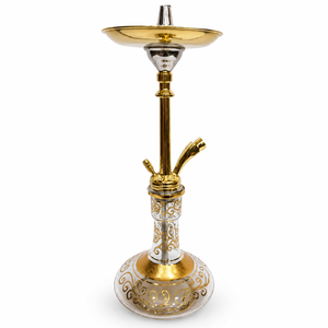 Chicha égyptienne de luxe en laiton fin - Vase décoratif en verre gravé bohème 24K - Product Image 1
