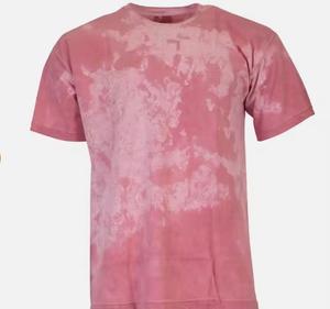 100% camisetas de fibra de bambú de algodón nuevos hombres con estilo de alta calidad peso personalizado Tie Dye camiseta de gran tamaño cuello redondo transpirable Formal - Product Image 3