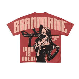 Nueva llegada al por mayor de gran tamaño Vintage gota hombro manga corta Camiseta personalizada serigrafía 300 GSM algodón hombres camisetas - Product Image 6