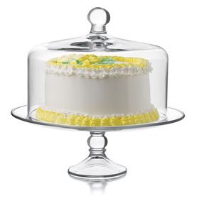 Support à gâteau en verre transparent avec dôme pour une présentation alimentaire hygiénique, gardant les gâteaux frais et protégés - Product Image 3