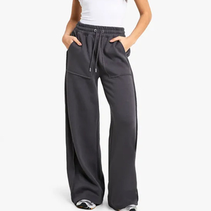 100% coton respirant doux Baggy pantalon large jambe droite pantalons de survêtement Service OEM - Product Image 1