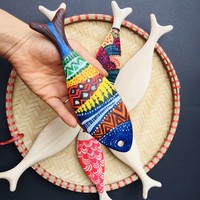 Décoration artisanale de poisson en bois Décoration écologique pour la maison et le mur