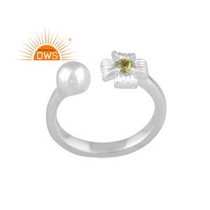 Best Quality Fine Sterling Silver Natural Peridot Gemstone <b>Adjustable</b> <b>Ring</b> Custom Jewelry for Women Gift for Her - Product Image 1