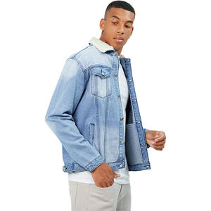 Oem <b>Men</b> Jeans <b>Denim</b> <b>Jacket</b> With Fur Collar Long Sleeve <b>White</b> Sherpa Lining <b>Men</b> Flap Detail Borg Collar <b>Men</b> <b>Denim</b> Coat <b>Jacket</b> - Product Image 5