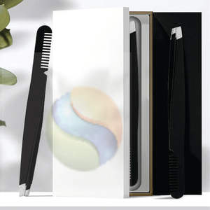 Pince à épiler en acier inoxydable de haute qualité, personnalisée, à pointe inclinée, outils de maquillage - Product Image 4