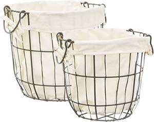 Metal Wire Food Organizer Metal Wire Mesh <b>Basket</b> Storage Bin <b>Baskets</b> with <b>Wood</b> Handle - Product Image 4