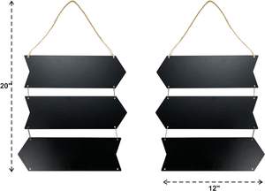 Lot de 6 panneaux de flèche double face en bois à suspendre, tableau noir effaçable pour décoration murale 12x4 po - Product Image 5