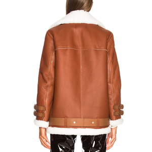 Chaquetas de Piel de Diseño Moderno para Mujer, Chaqueta de Piel de Gran Tamaño, Color Marrón, Chaquetas de PU para Damas - Product Image 4