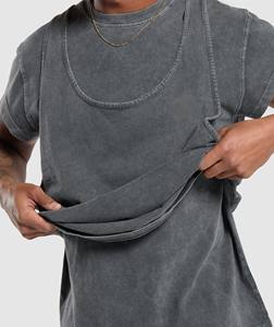 Nueva llegada personalizada de los hombres de lavado ácido Vintage Logo camiseta de impresión gráfica de gran tamaño de algodón Streetwear entrenamiento uso al aire libre comodidad - Product Image 4