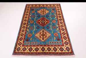 9x12 bleu Oushak tapis moderne noué à la main style turc coloré avec personnalisation de motif abstrait disponible - Product Image 3