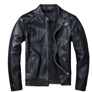 Chaqueta de Cuero Vacuno de Alta Calidad para Hombre, Chaqueta de Motociclista de Cuero Genuino Natural para Primavera - Product Image 1