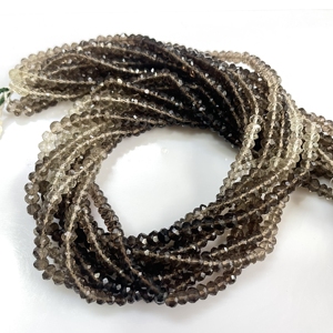 Perles de rondelle à facettes en quartz fumé, perles de pierres précieuses en gros naturelles pour la fabrication de bijoux - Product Image 1