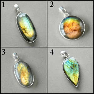 Pendentif en labradorite multi-feu naturelle fait à la main, certifié GIA, cristal bleu, tranche fantaisie, argent allemand, personnalisé, guérison, 42 mm - Product Image 4