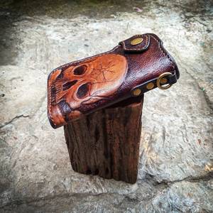 Portefeuille de motard en cuir véritable de luxe, vintage, pliable, géométrique, sculpté, imperméable, avec blocage RFID, pour ranger l'argent liquide et le passeport - Product Image 3