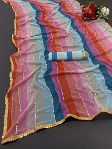 El diseñador indio de Bollywood más de moda Georgette impreso Saree blusa exclusiva tradicional étnica nupcial ropa de boda para mujeres - Product Image 2