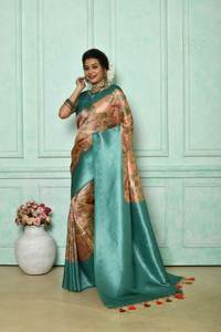 New Collection Wedding Dress Saree <b>for</b> <b>Festival</b> Wear Women's Clothing in Sky Blue Colour & Paisley Design Saree - Product Image 2